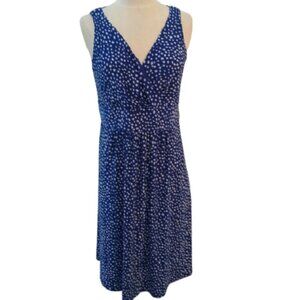 Chaps Blue w/White Dots Sleeveless Dress, Size Large
